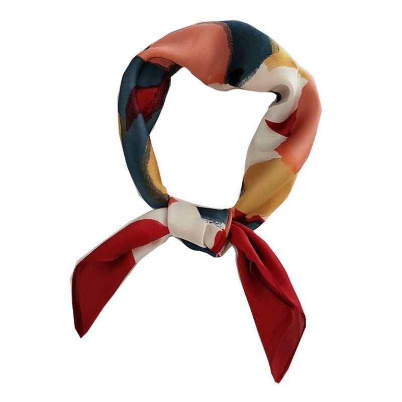 FONYVE Silk Feeling Scarf Medium Square Satin Head Wrap for Women 27.5 inches - Image 1